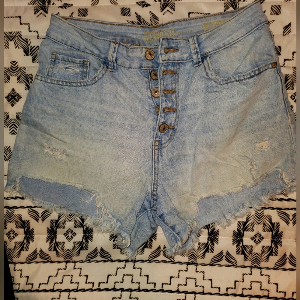 Rewash Blue Jean Shorts Distressed High-Waisted